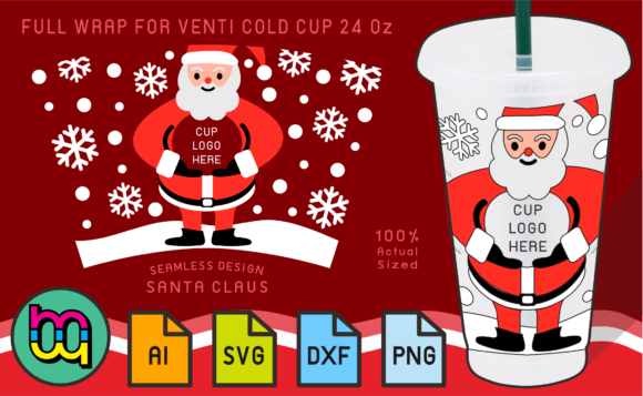 24oz Venti Fullwrap Christmas Graphics & Print Templates