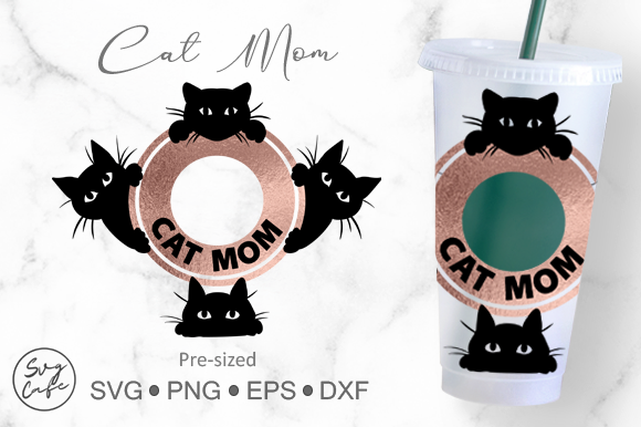 A Venti Cold Cup Cat Mom Graphic for Crafts and Content