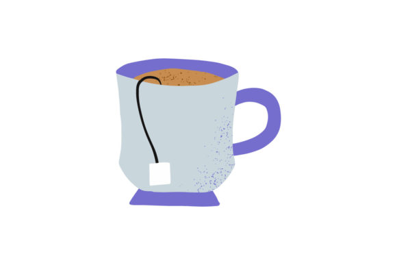 Cafe Element Tea Cup with Tea Bag Vector Review
