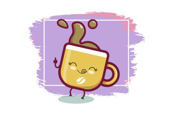 Coffee Latte Cup Kawaii Brush Background Graphics Icons
