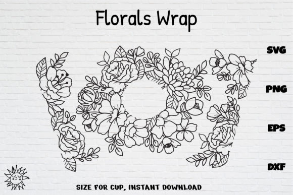 Flowers Full Wrap Venti Cold Cup 24 Oz: Graphics & Crafts