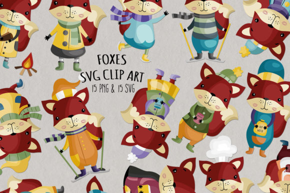 Fox SVG Clipart Set of 15: Graphics & Illustrations for Branding