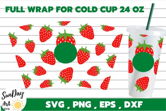 Full Wrap Strawberry Cup Graphics for Tumbler Wraps