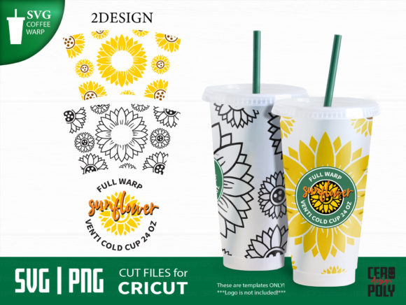 Sunflower 24oz Venti Cold Cup Wrap: Print & Graphics