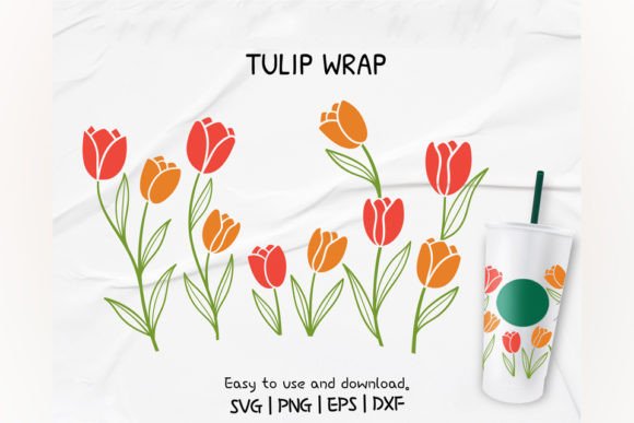 Tulips Floral, Venti 24 Oz Cup Graphics for Crafts